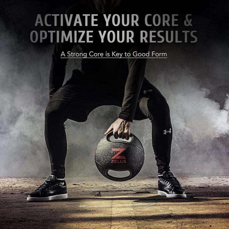 ZELUS Medicine Ball with Dual Grip| 10/20 lbs Exercise Ball |Weight Ball with Handles| Textured Grip Exercise Ball |Strength Training| Core Workouts - Image 3